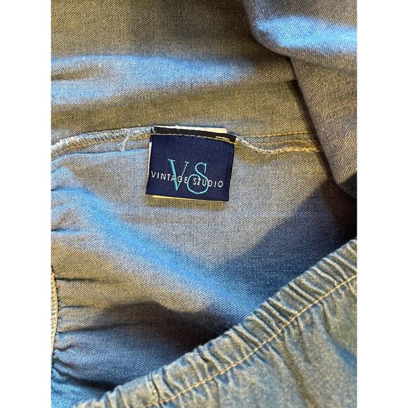 VTG VS Vintage Studio Cottage Preppy Denim Chambray Pull On Cotton Skirt 14 - Picture 3 of 9